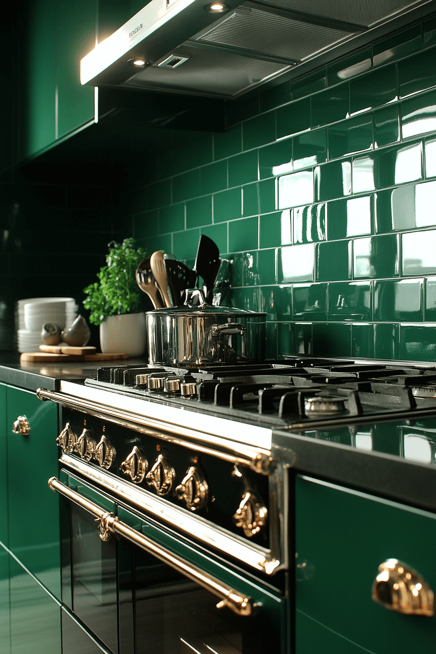 emerald green kitchen cabinets