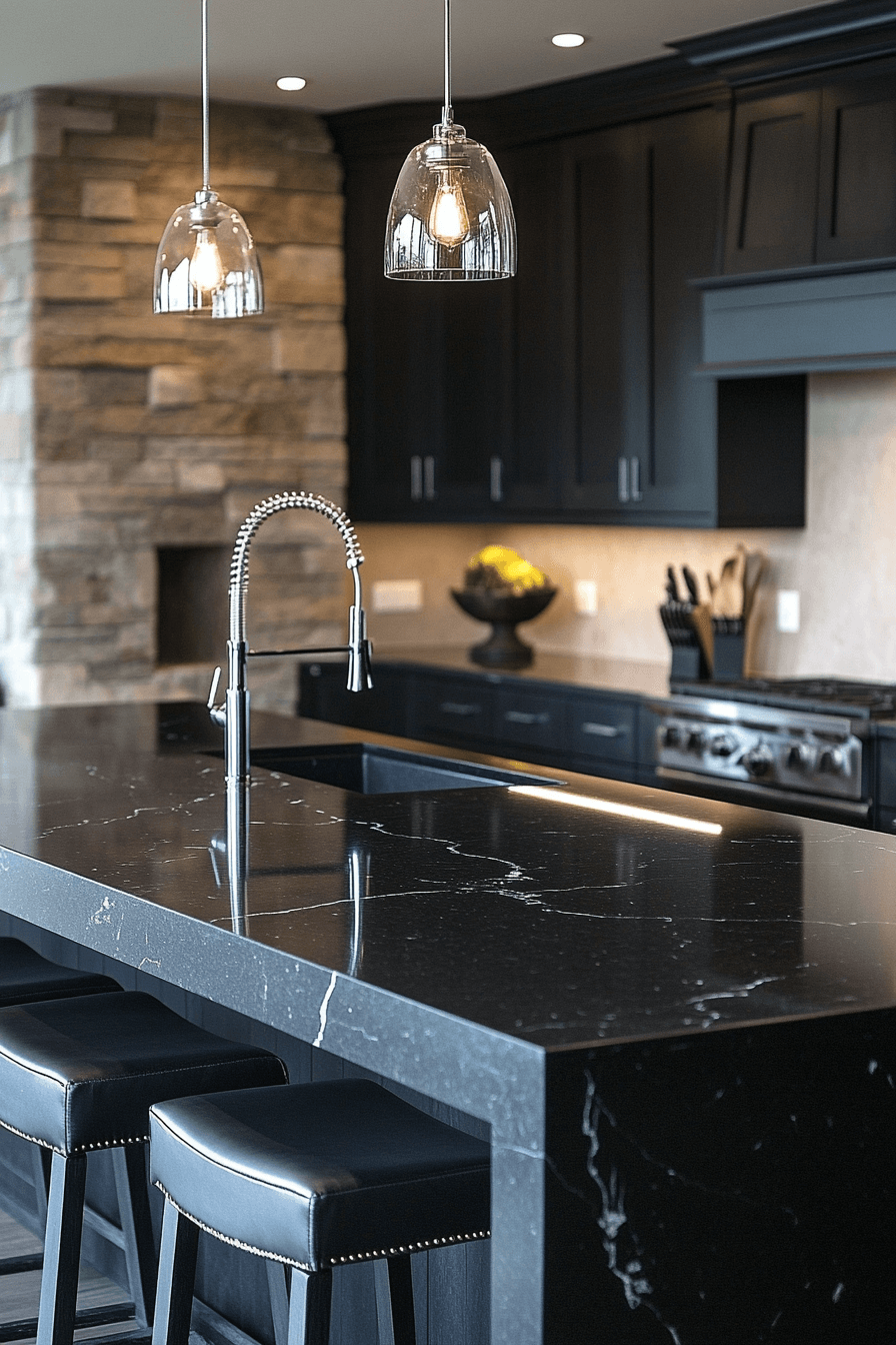 black quartz countertops