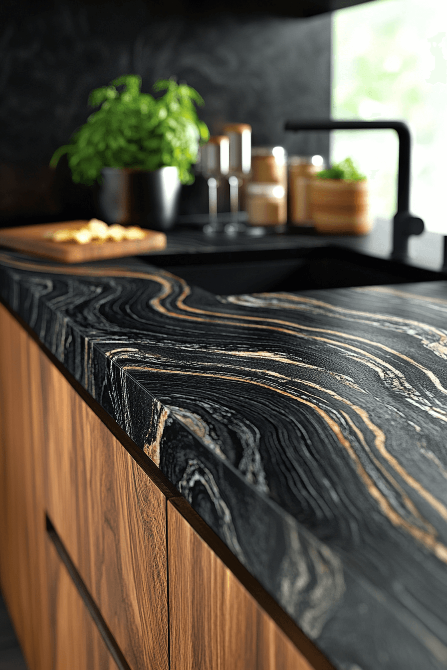 black granite countertops kitchen