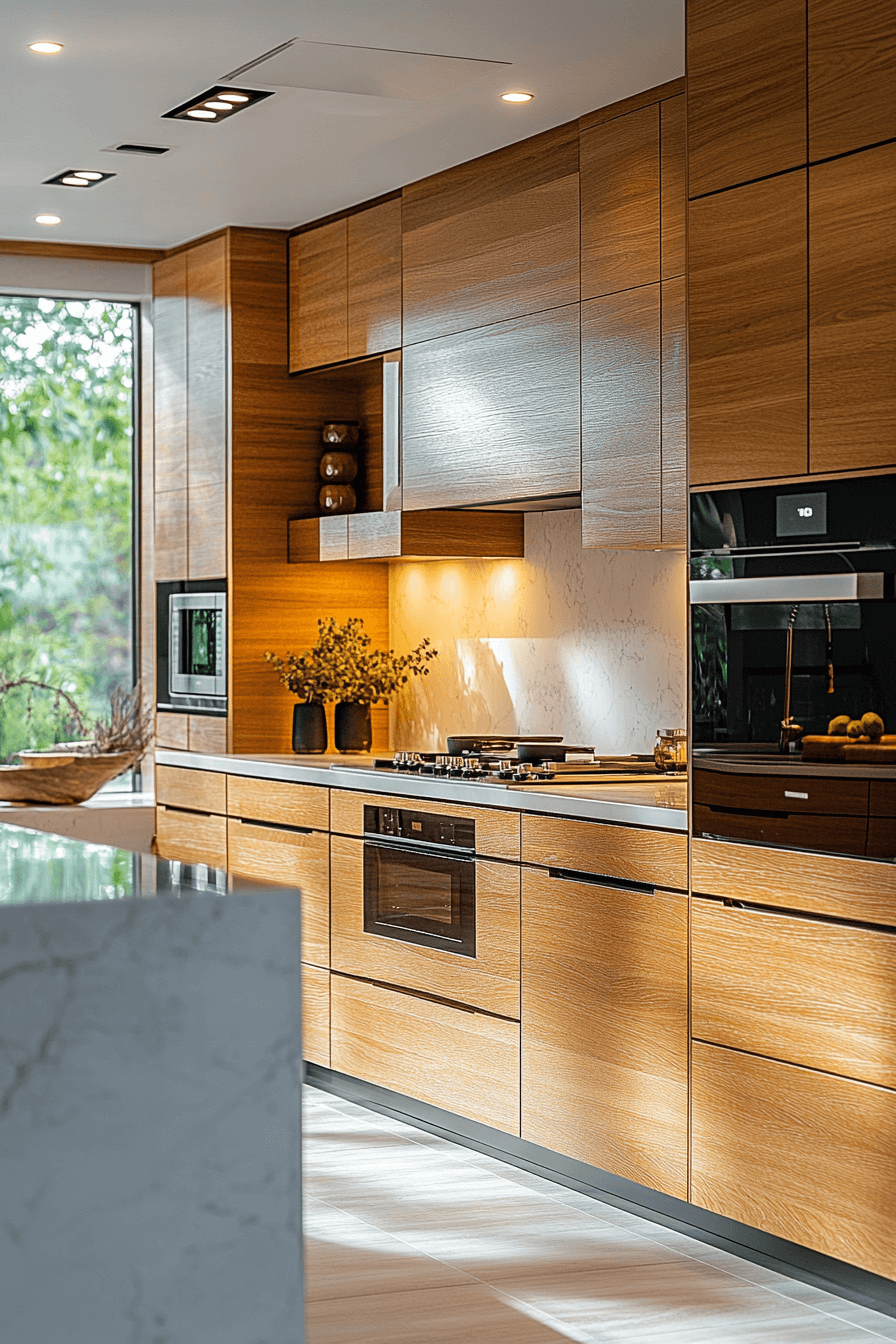 warm wood kitchen cabinets