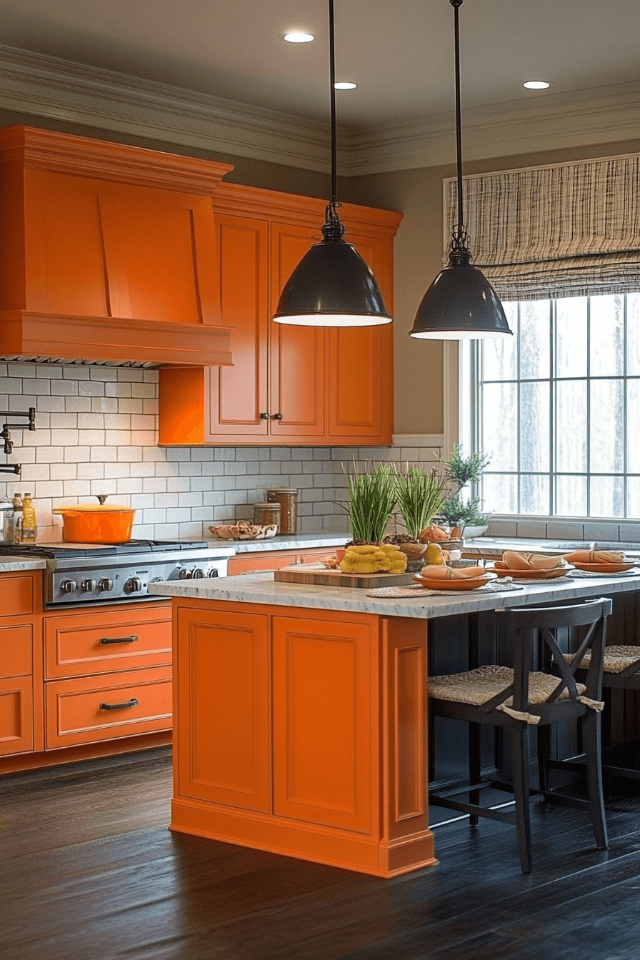 orange kitchen cabinets