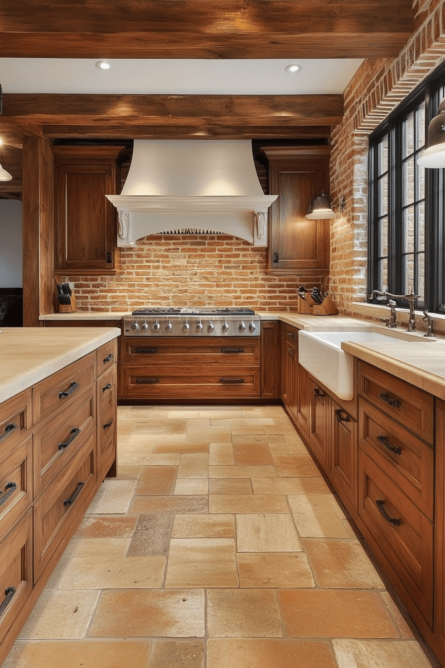dark stained kitchen cabinets