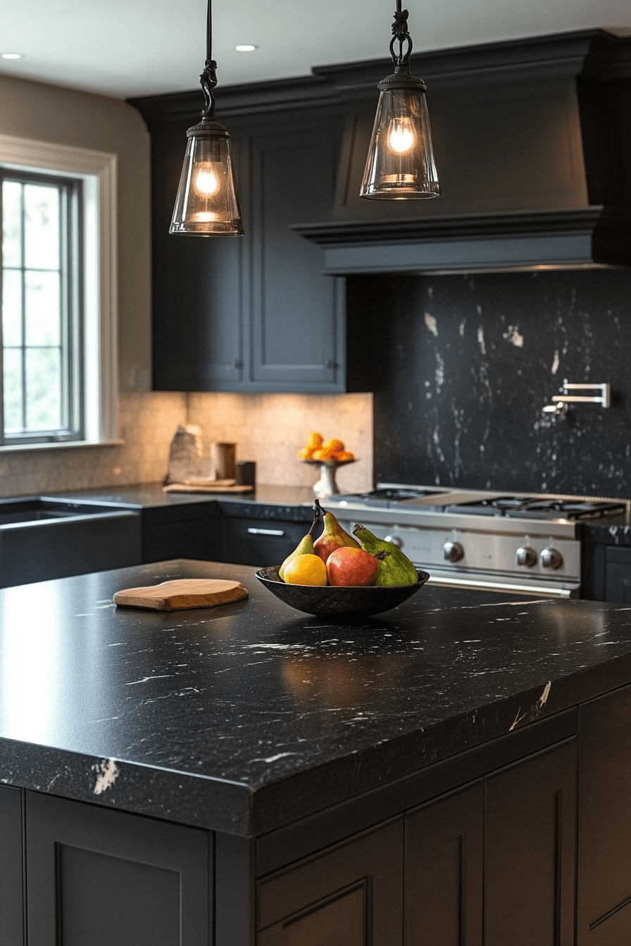 black granite countertops kitchen