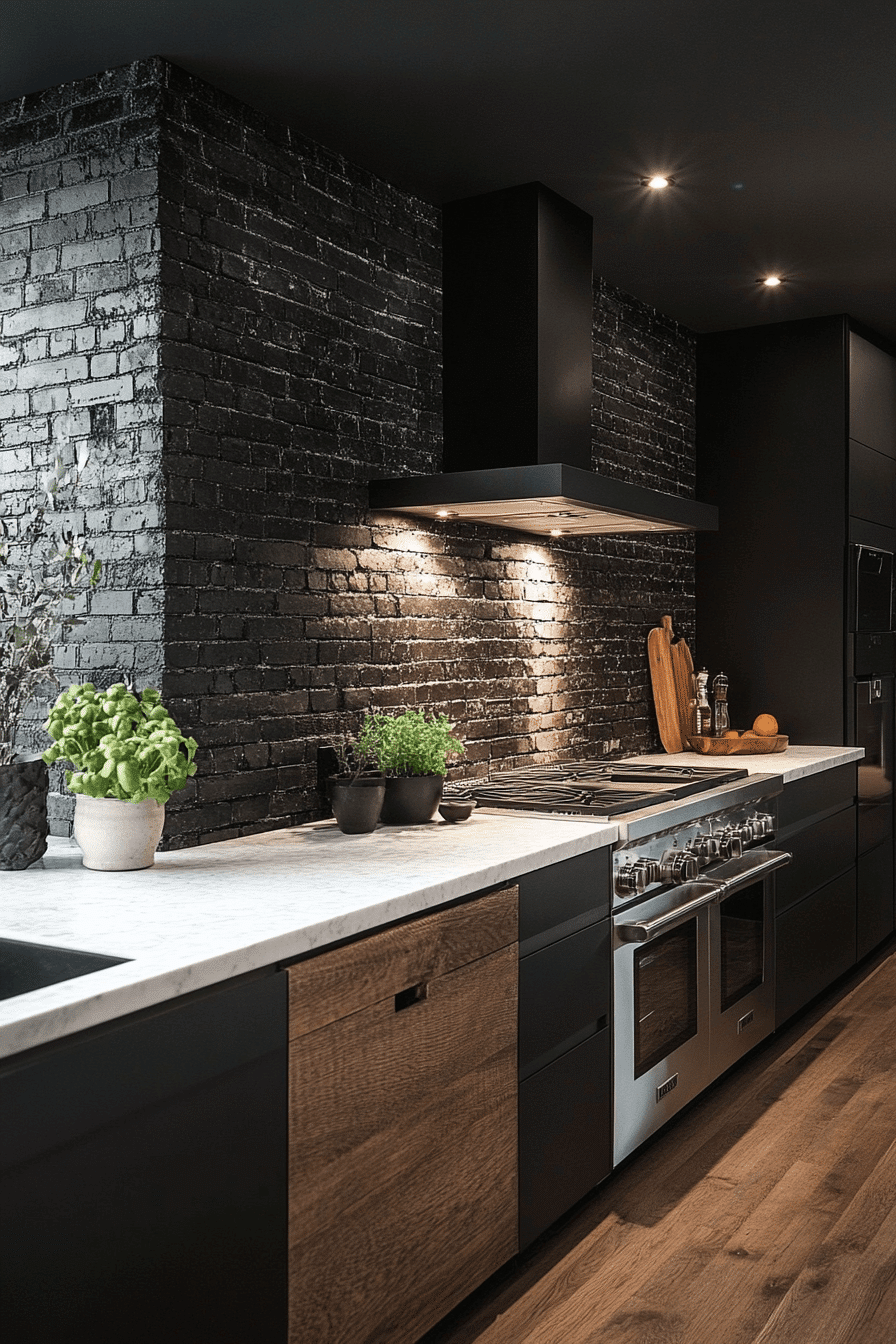 brick backsplash kitchen
