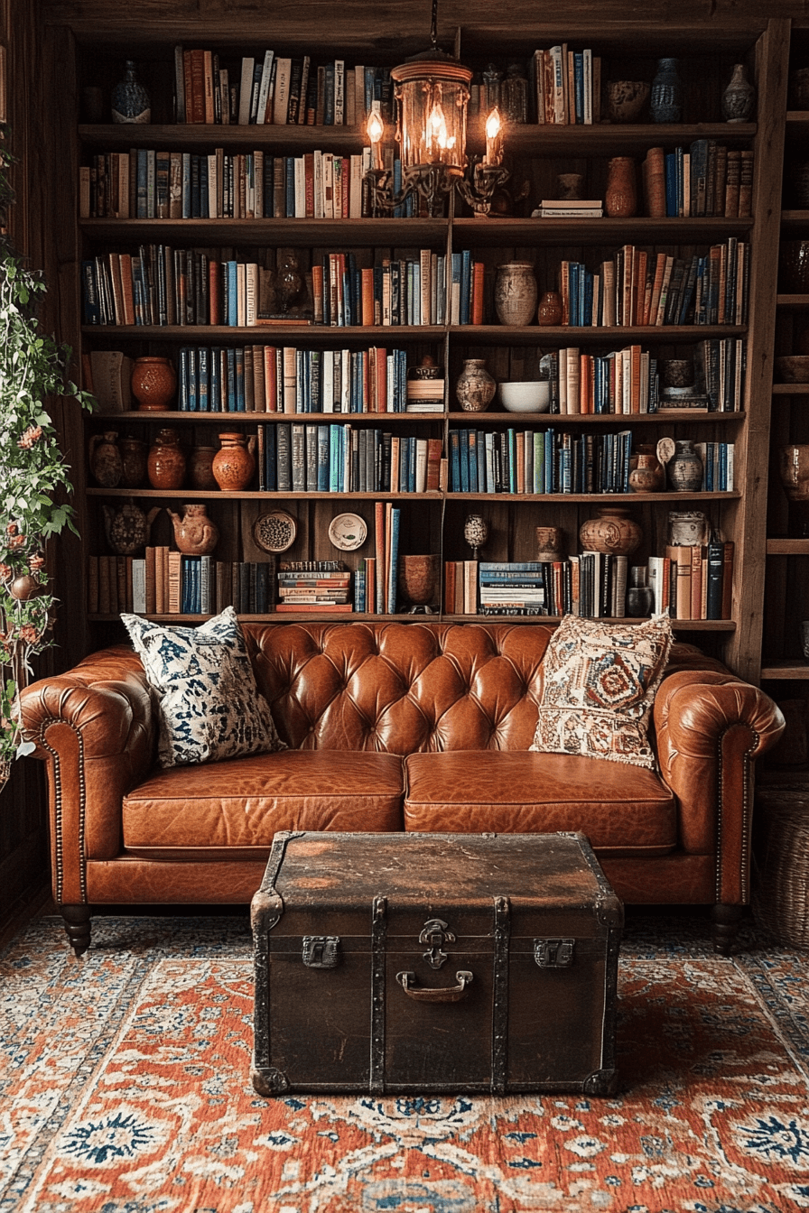 cognac couch living room ideas
