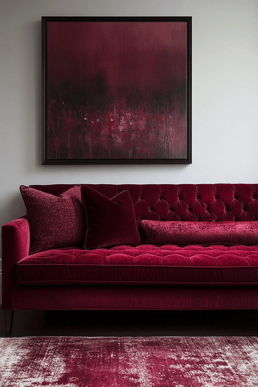 burgundy couch living room