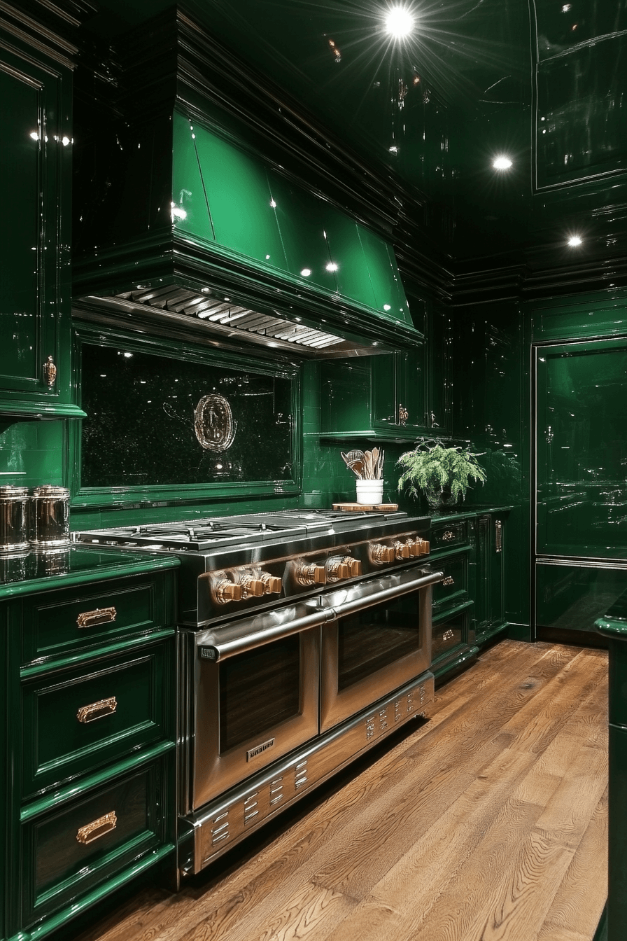 emerald green kitchen cabinets
