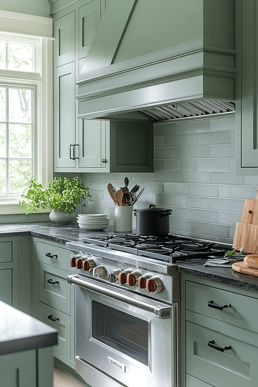 clary sage kitchen cabinets