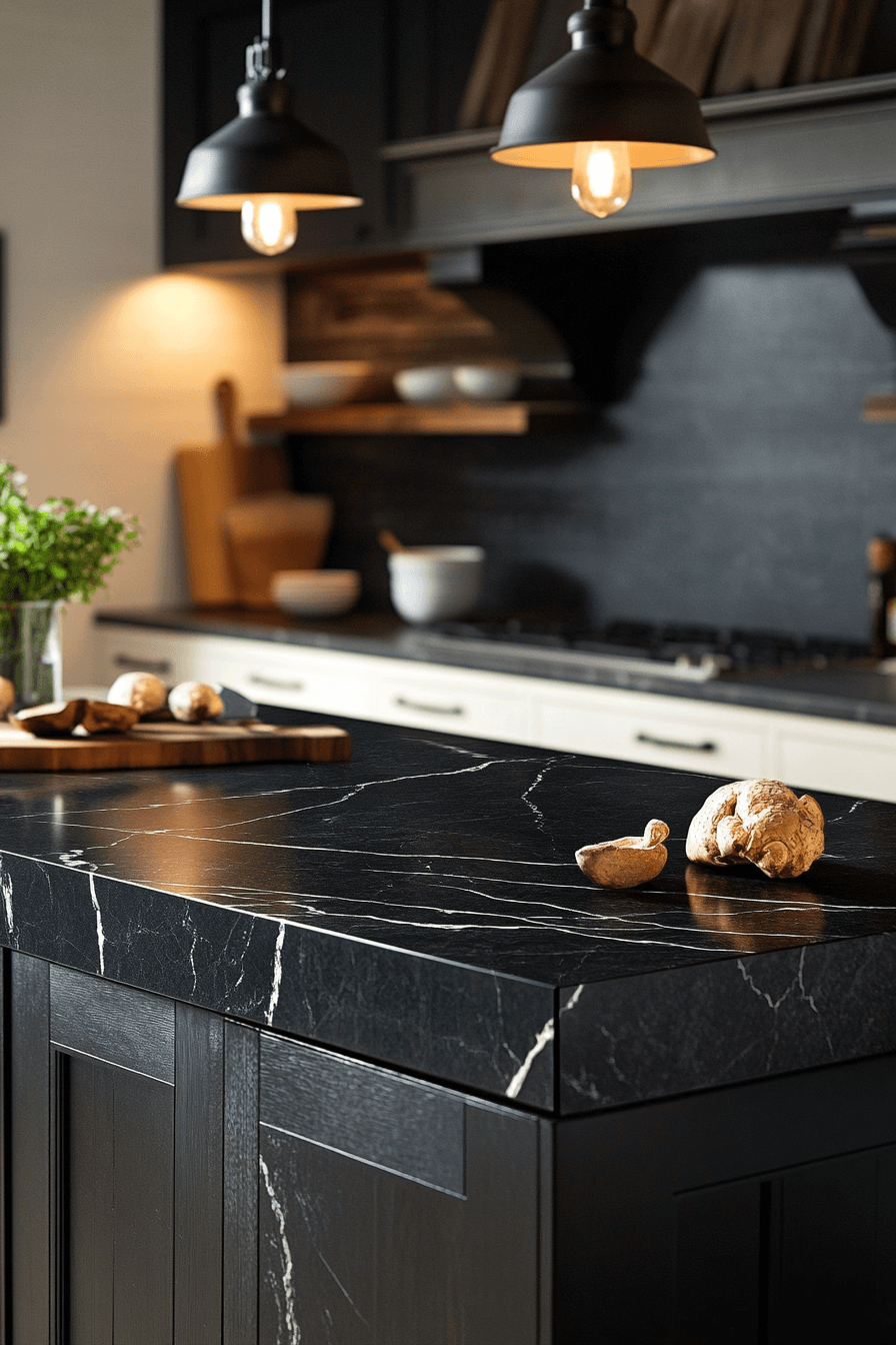 black quartz countertops