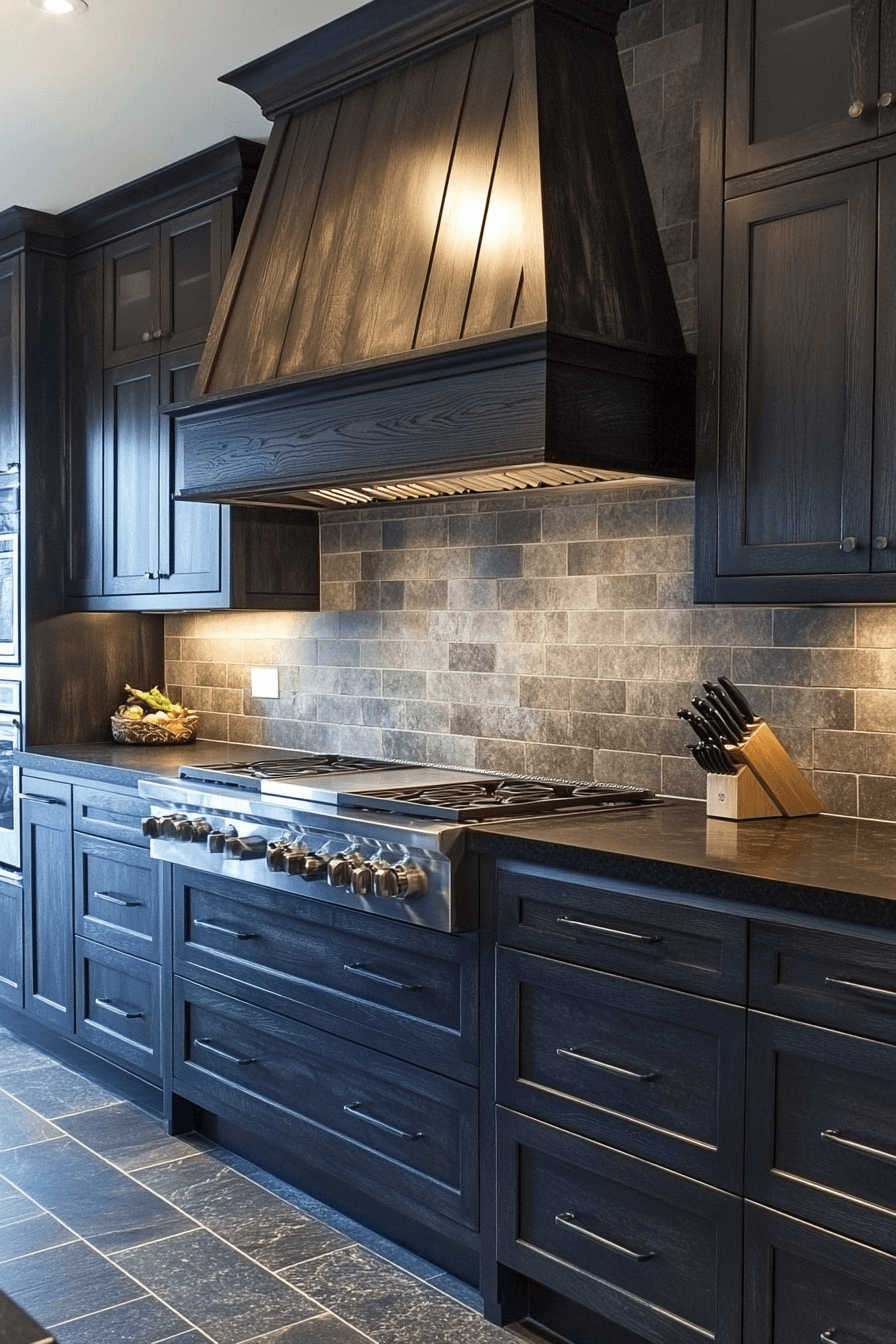 dark stained kitchen cabinets