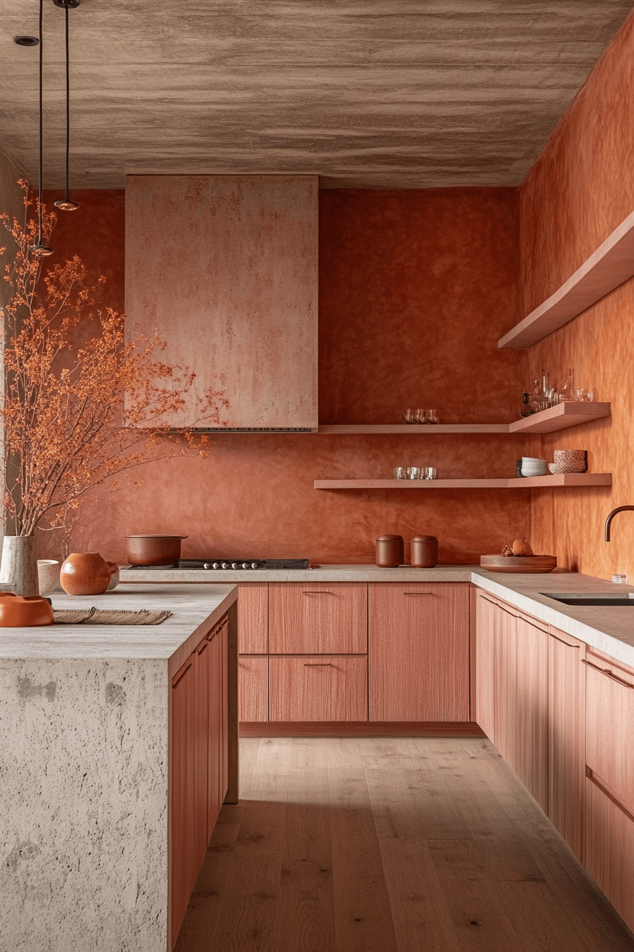 terracotta kitchen cabinets