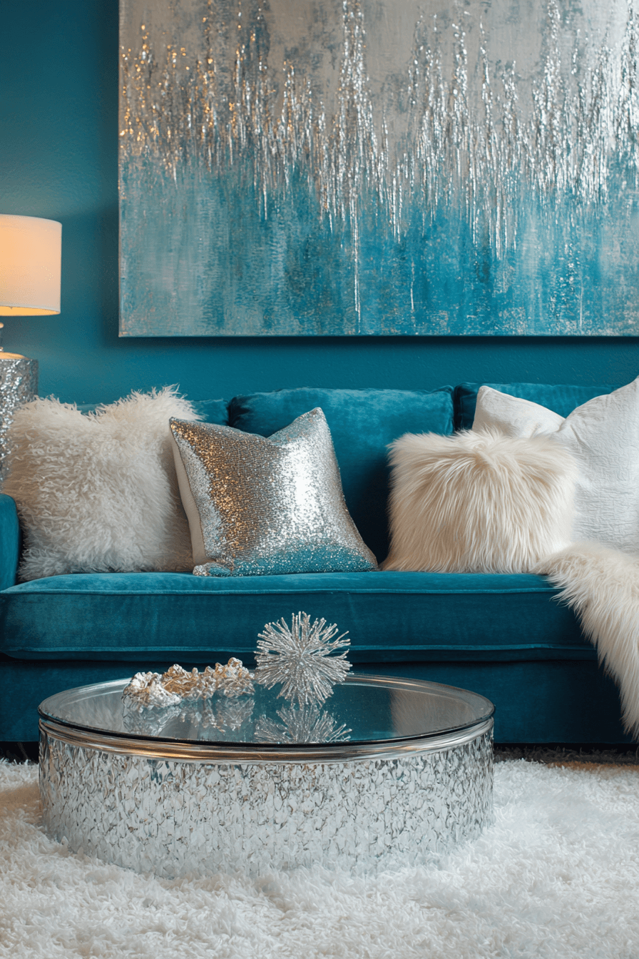 teal couch living room