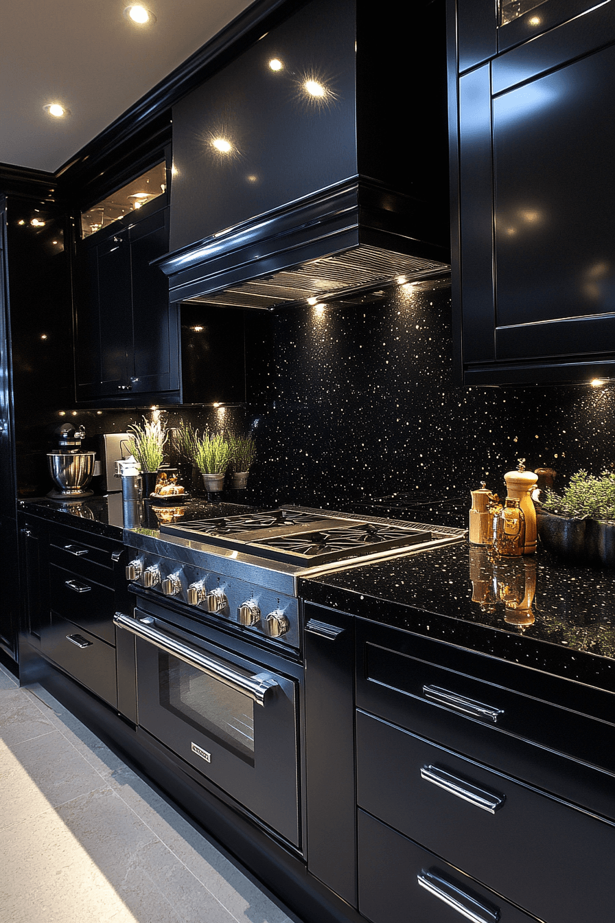 black granite countertops kitchen