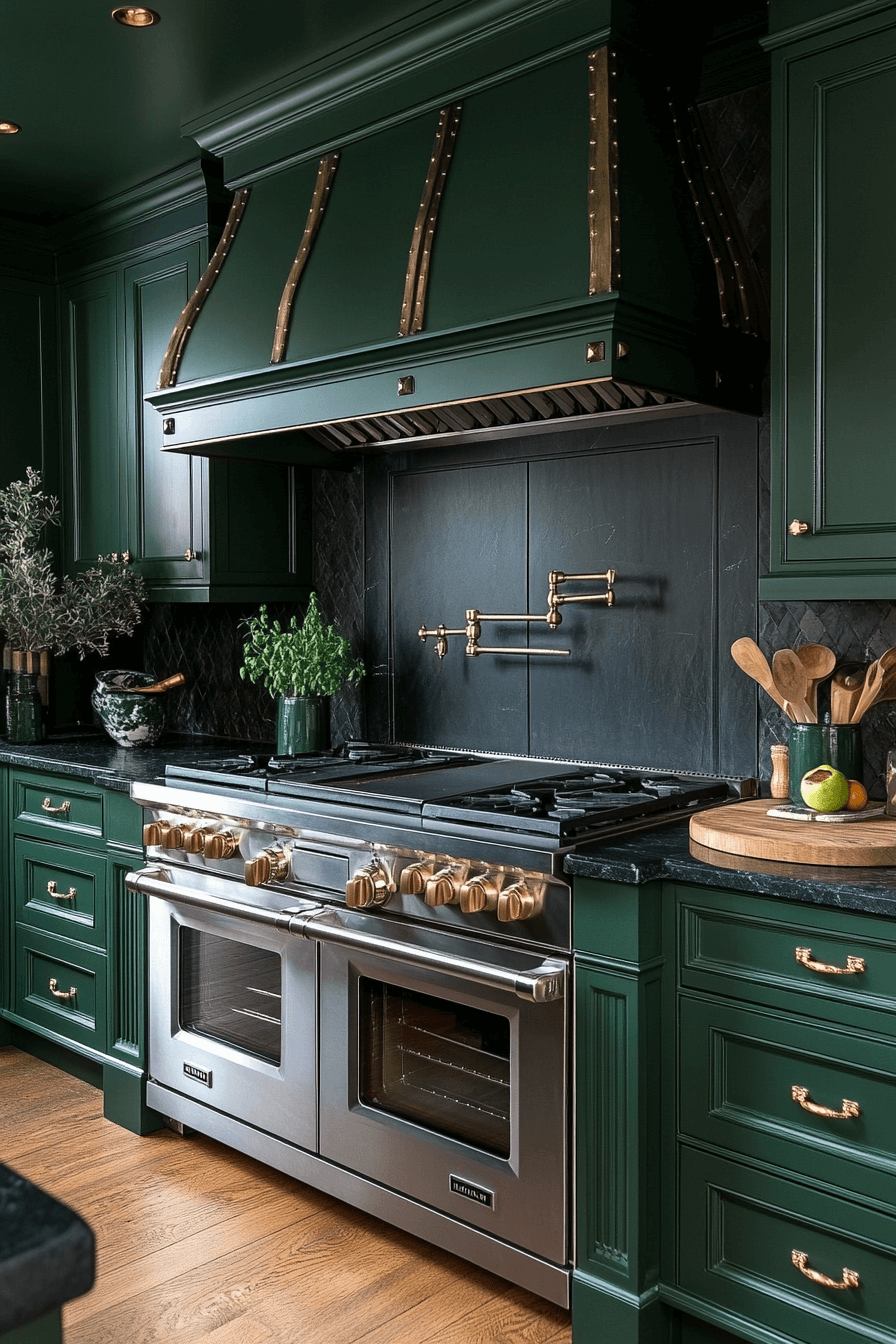 emerald green kitchen cabinets