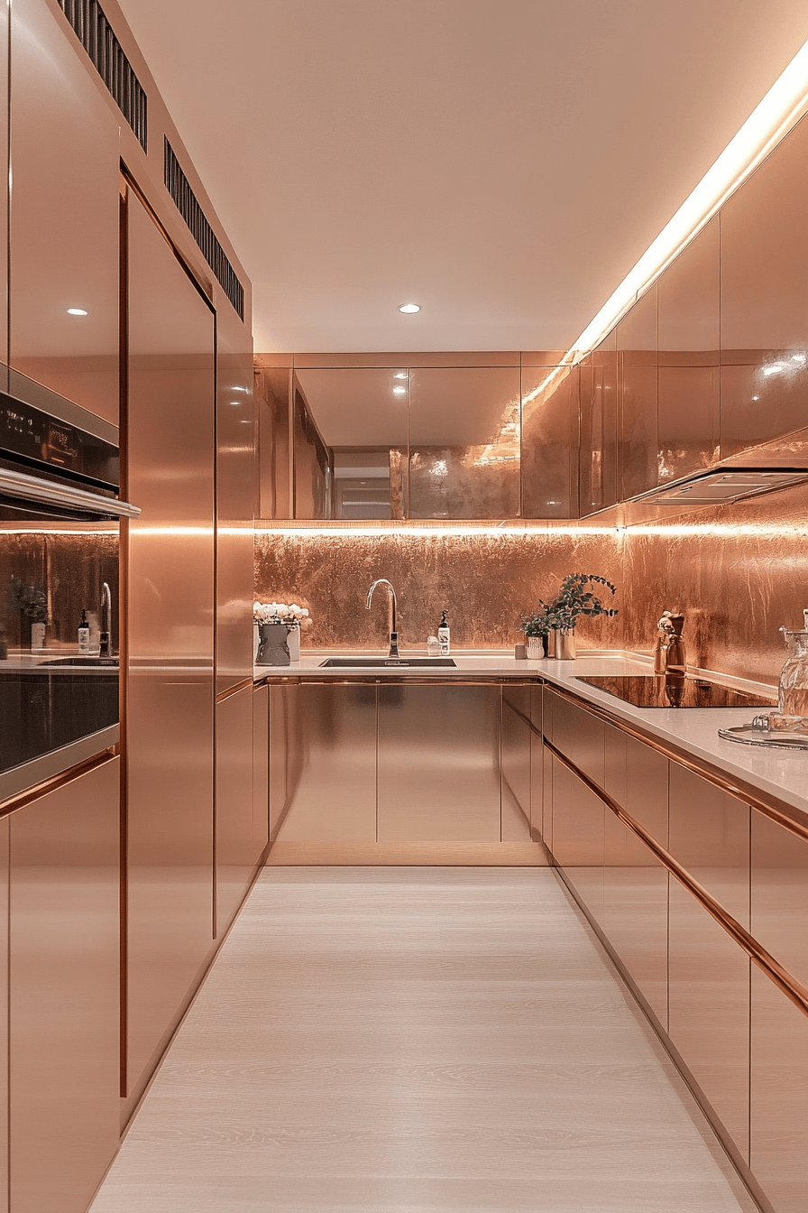 rose gold kitchen cabinets