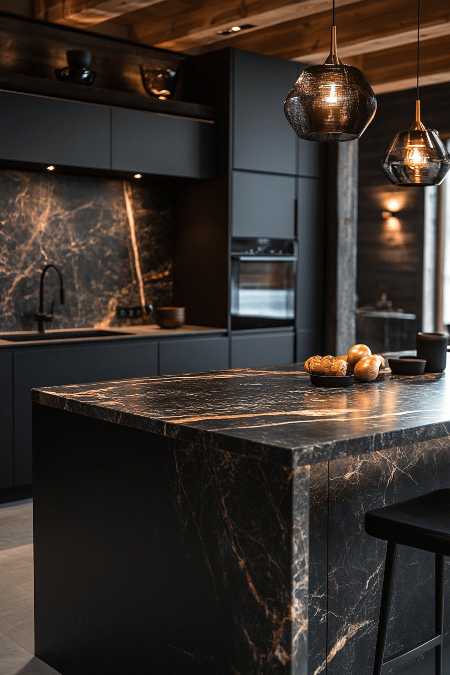 black marble countertops