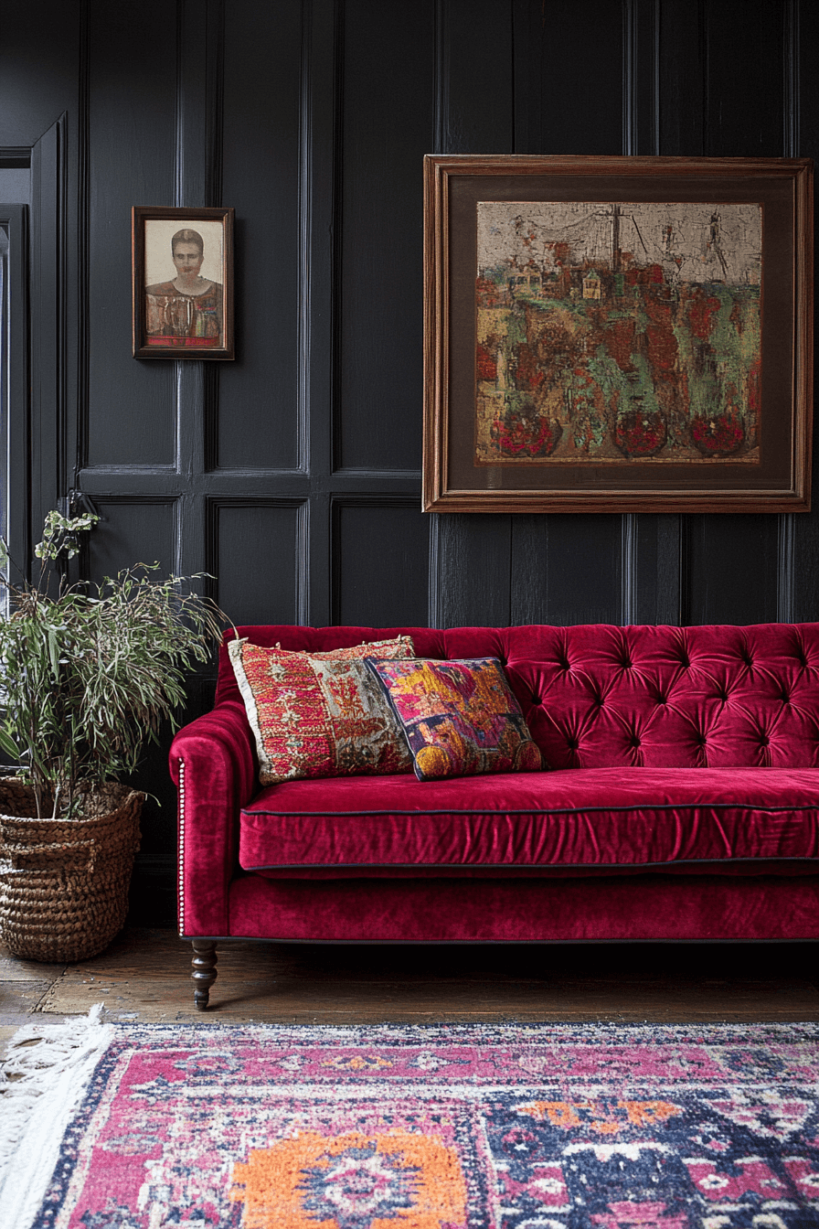 burgundy couch living room