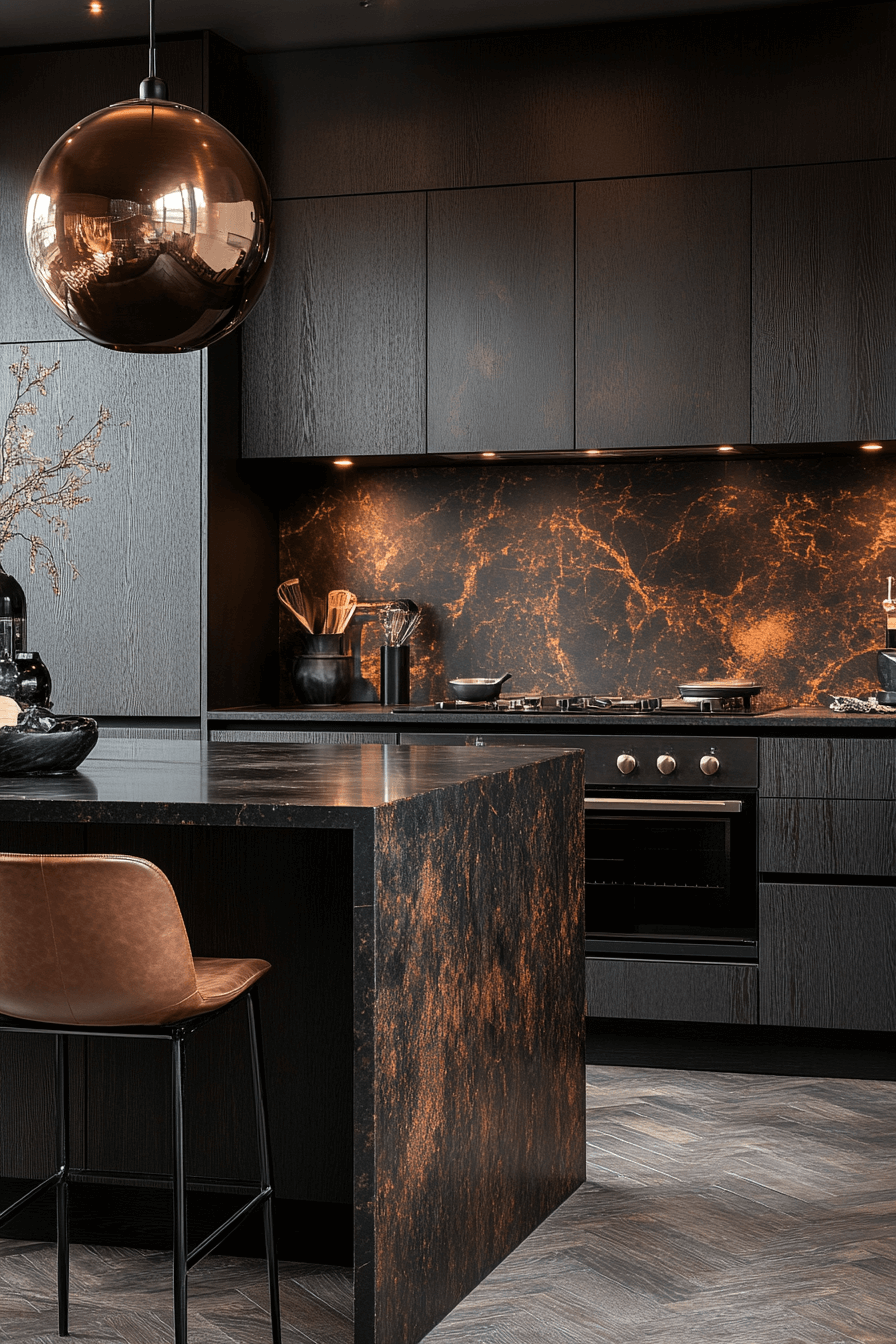 dark stained kitchen cabinets