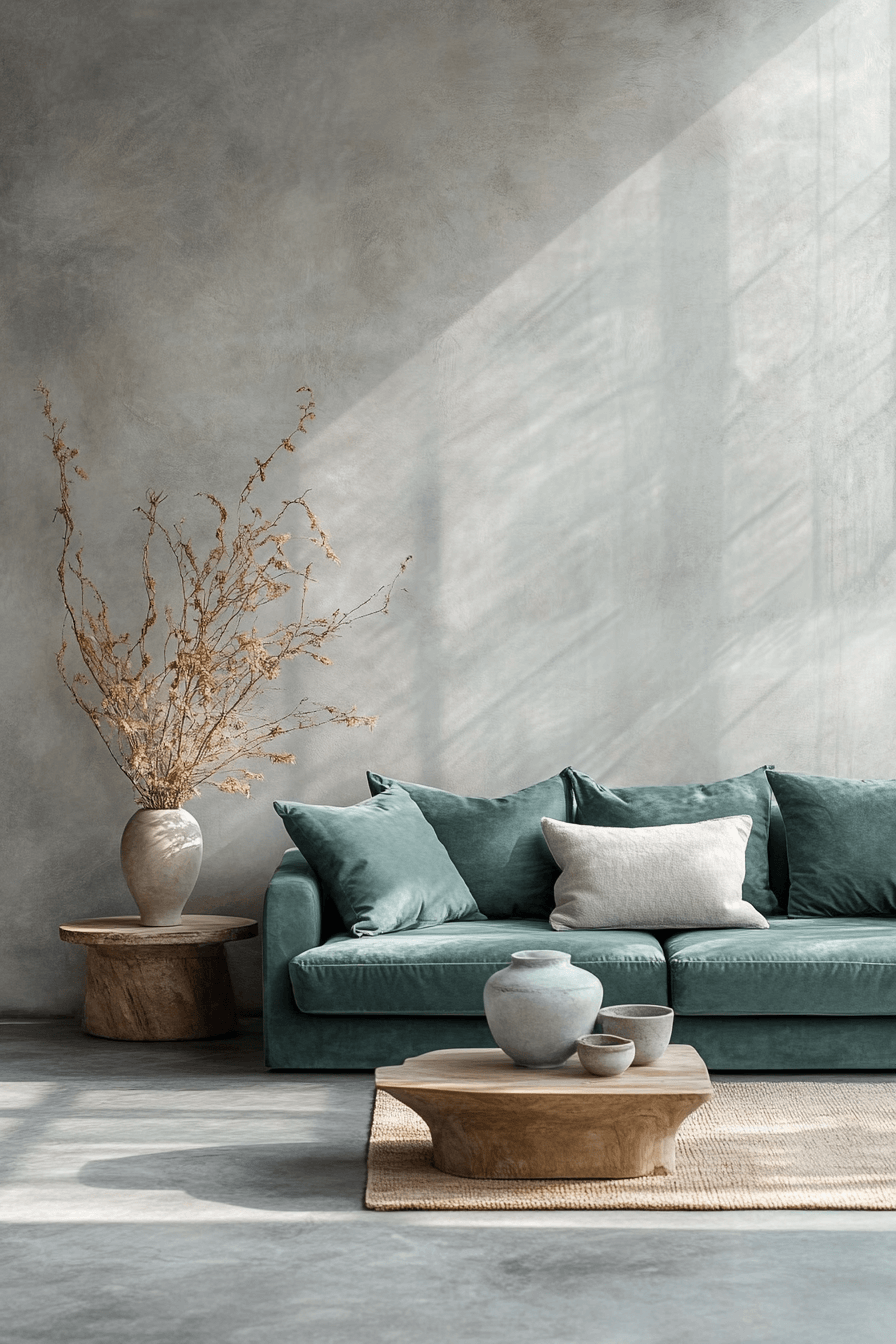teal couch living room