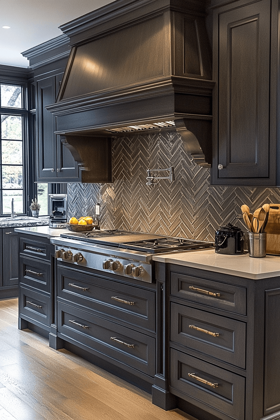 dark taupe kitchen cabinets