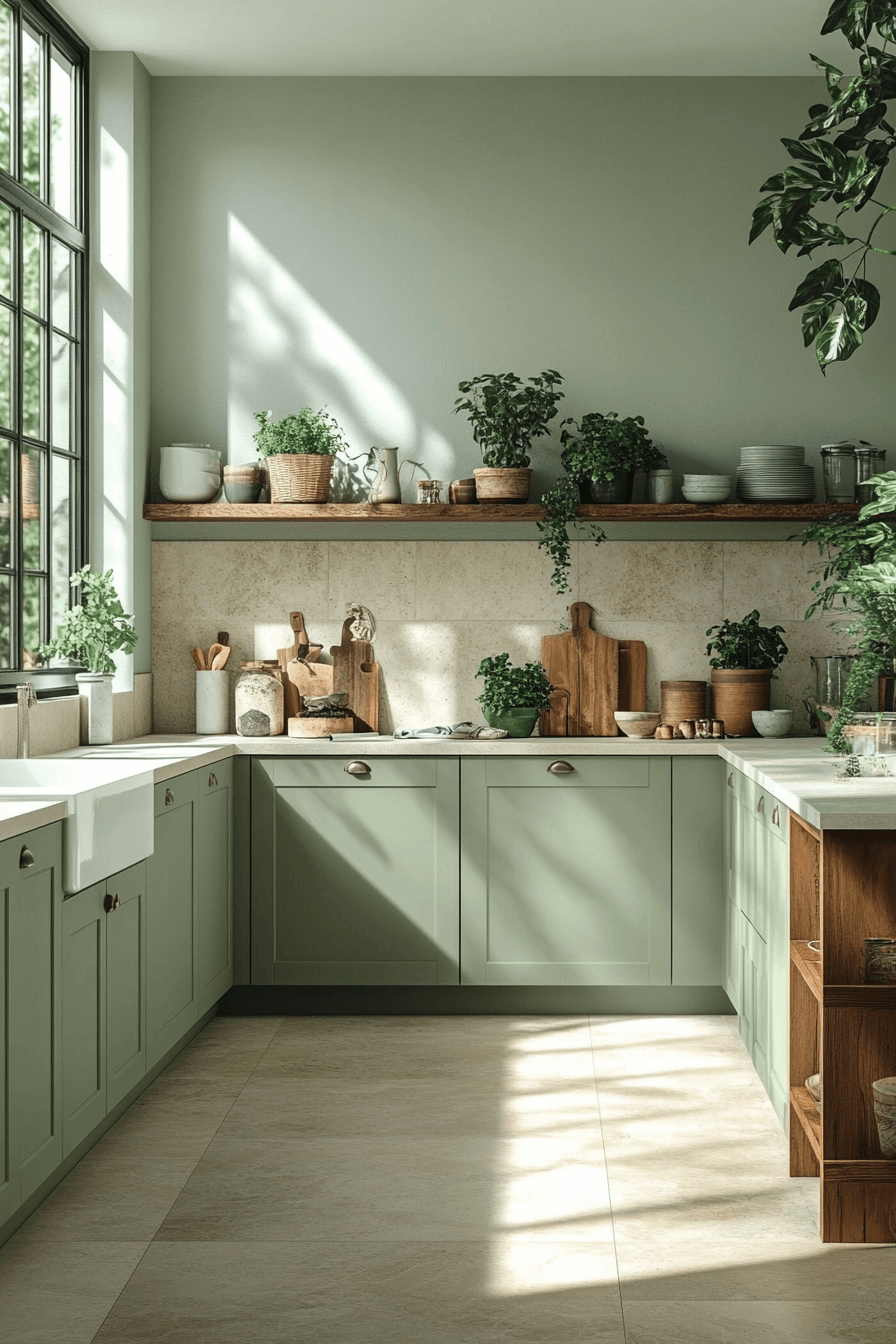 clary sage kitchen cabinets