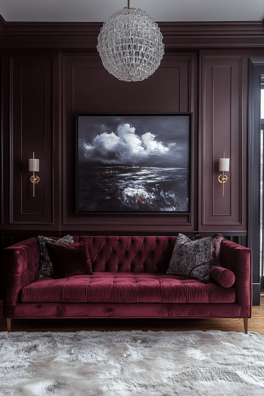 burgundy couch living room