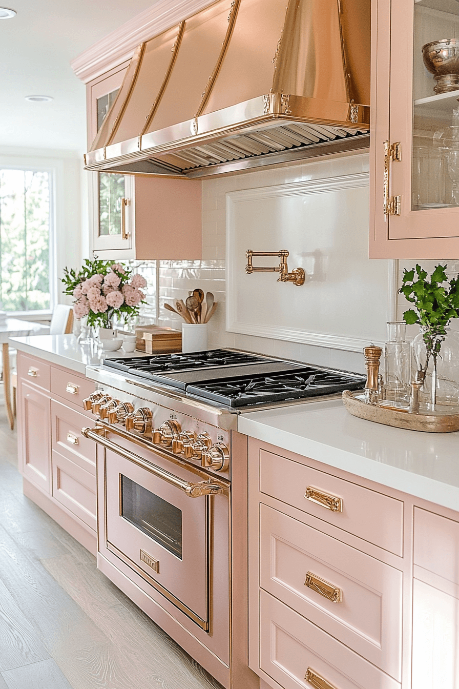 rose gold kitchen cabinets