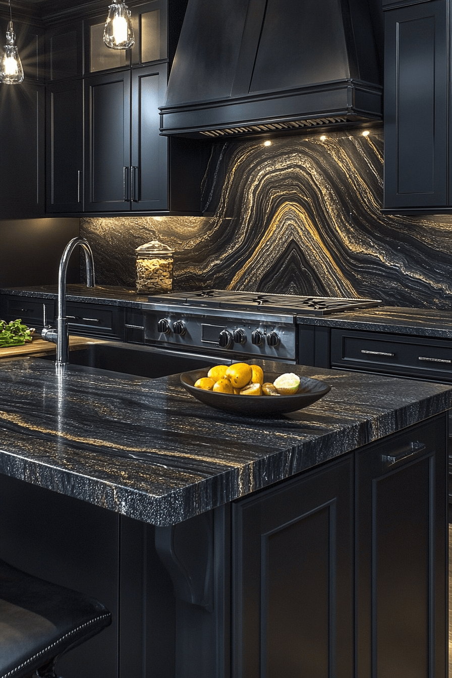 black quartz countertops