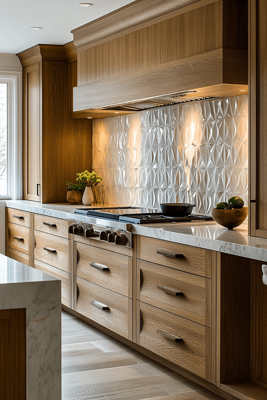 29 Light Oak Kitchen Cabinets That Bring Bright Warmth And Timeless ... - Geometric Patterned Kitchen Cabinets