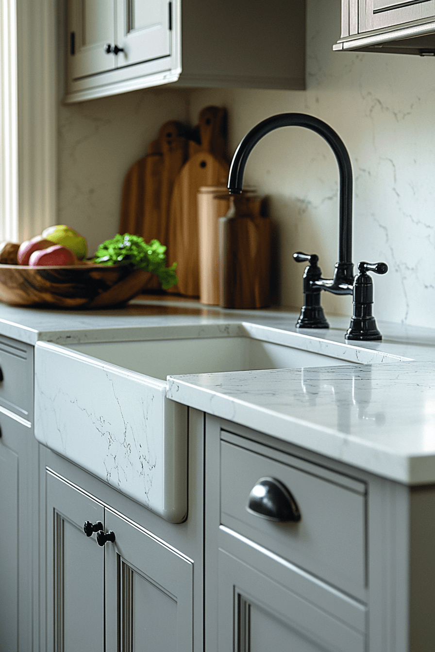 white marble countertops