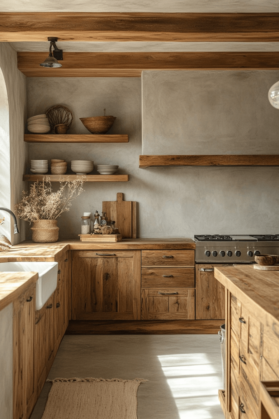 warm wood kitchen cabinets