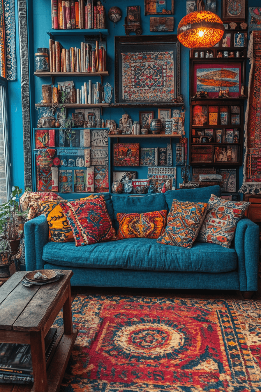 teal couch living room