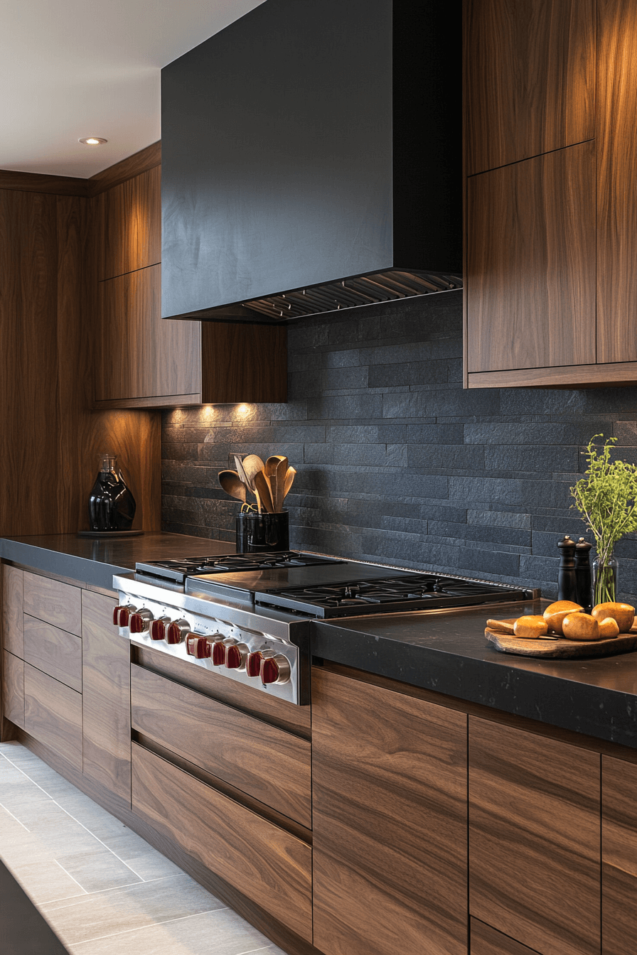 dark walnut kitchen cabinets