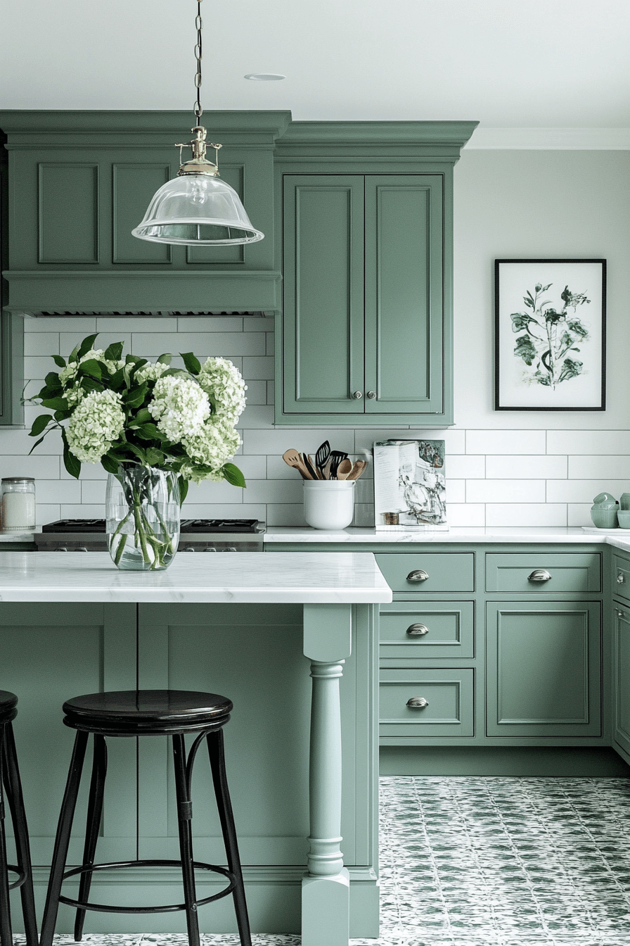 clary sage kitchen cabinets