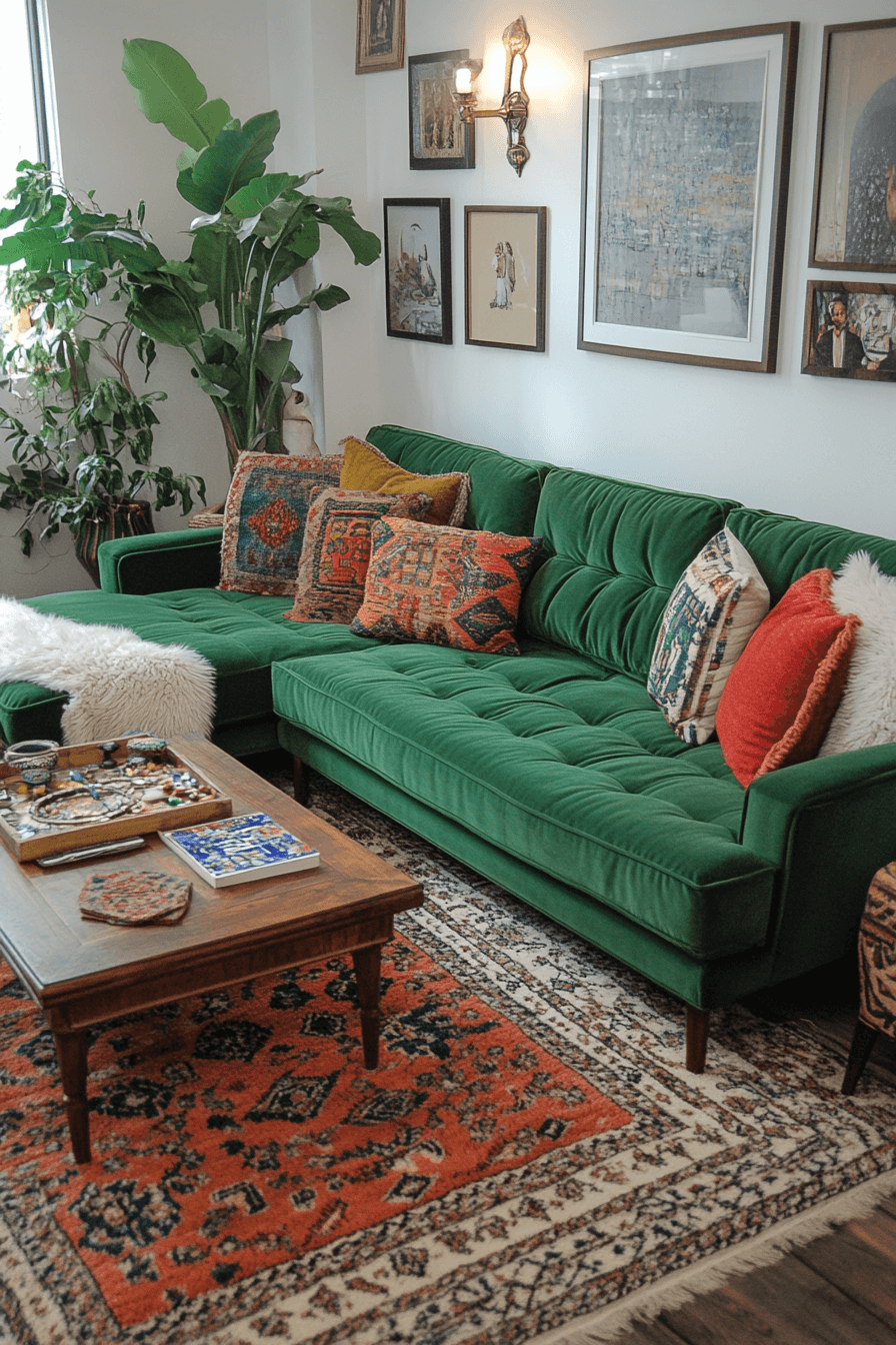 green couch living room ideas