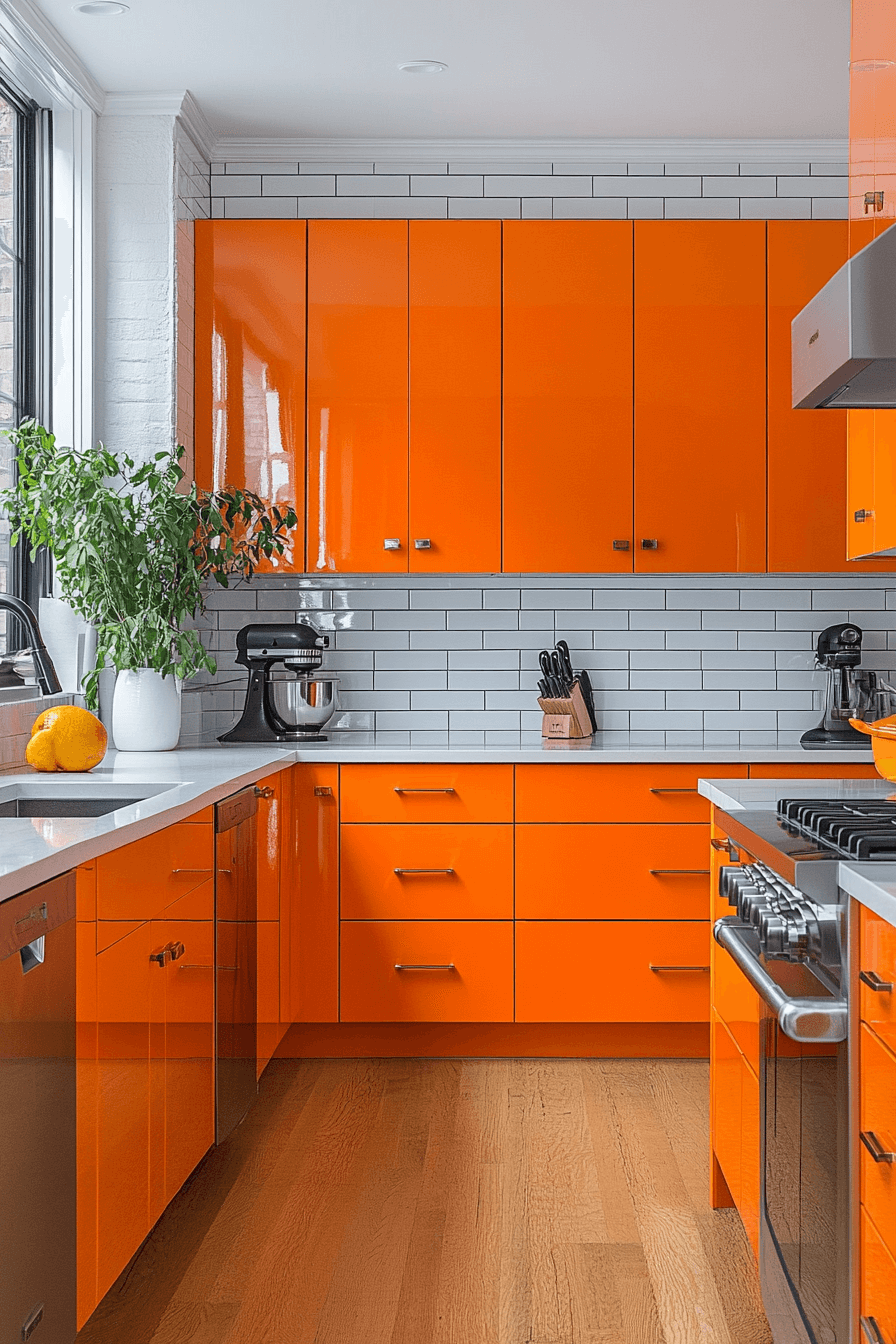 orange kitchen cabinets