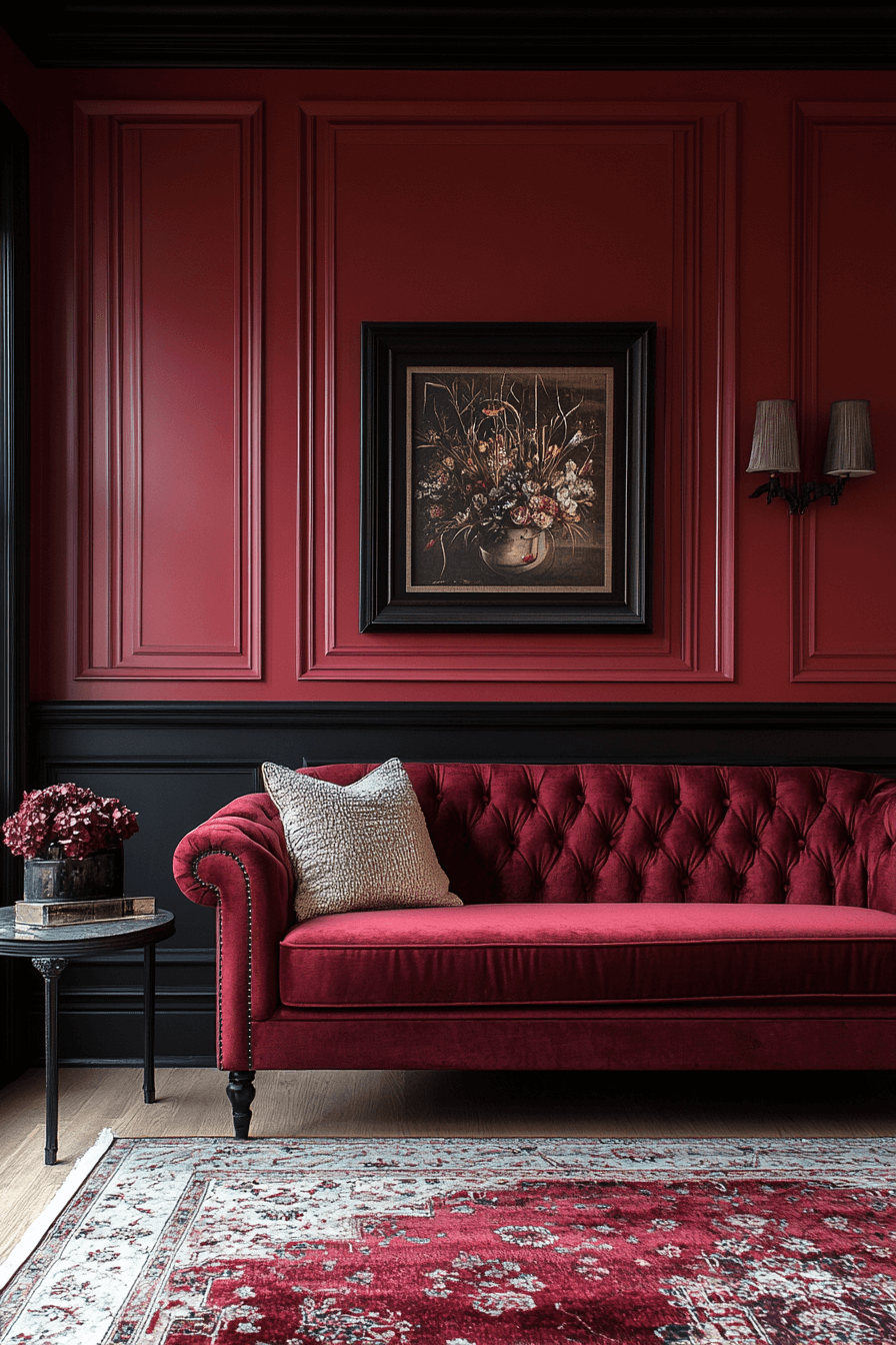 burgundy couch living room