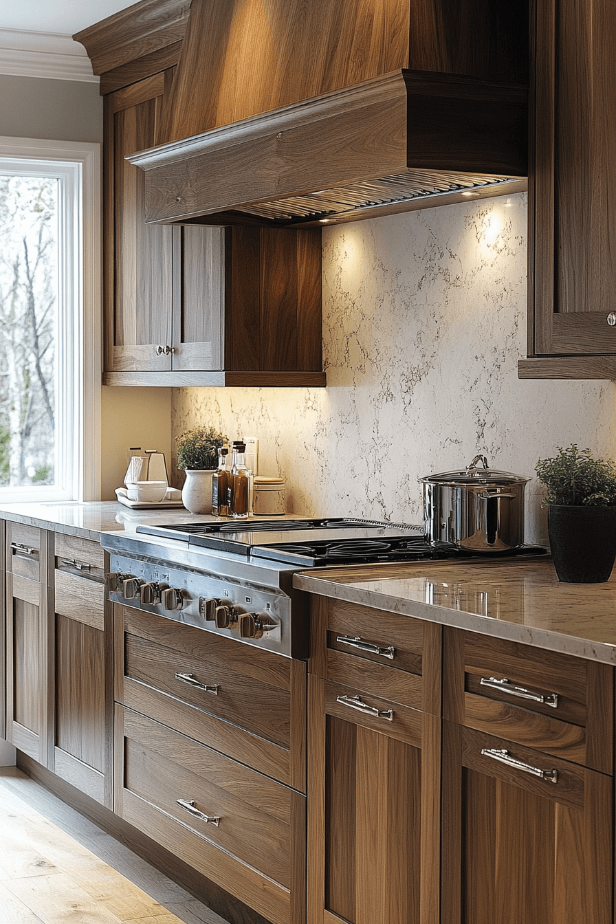 dark stained kitchen cabinets