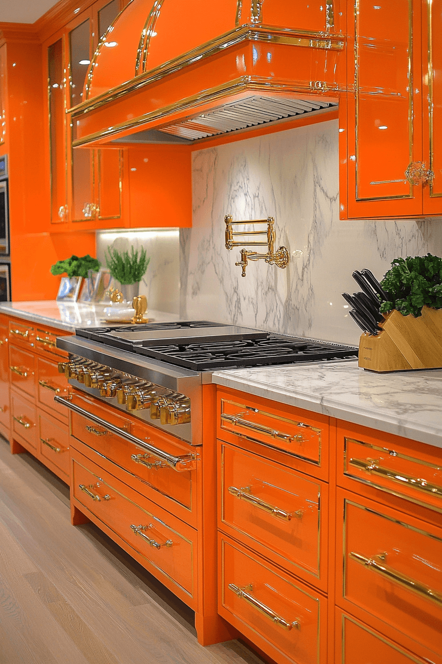orange kitchen cabinets