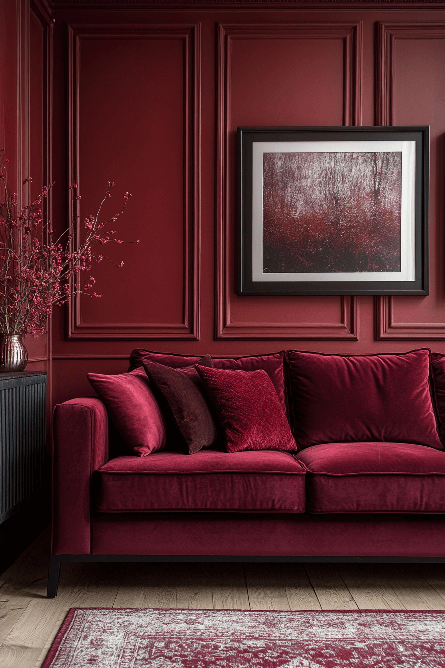 burgundy couch living room