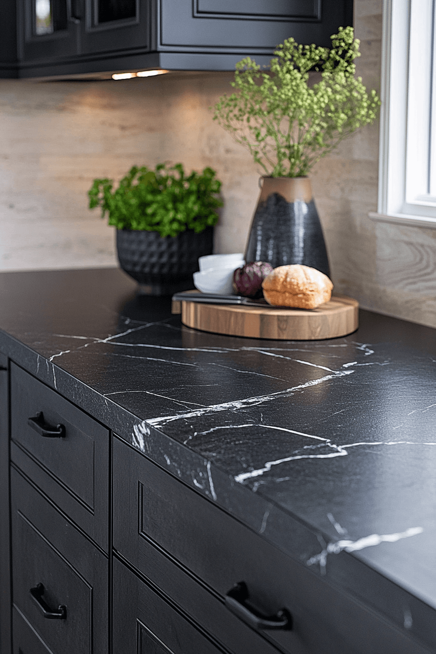 black quartz countertops