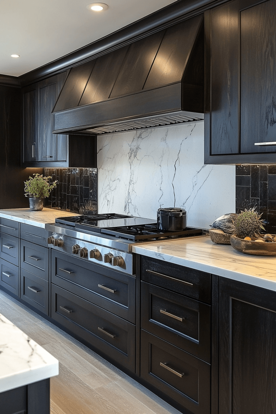 dark stained kitchen cabinets