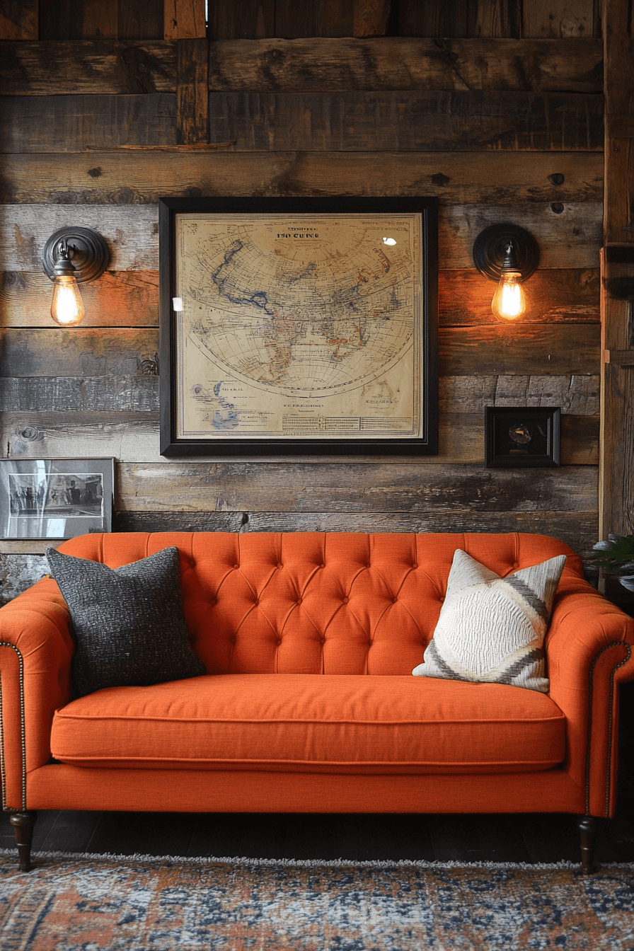 orange couch living room