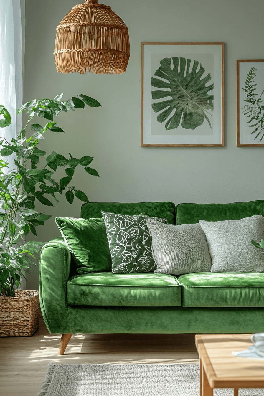 green couch living room ideas