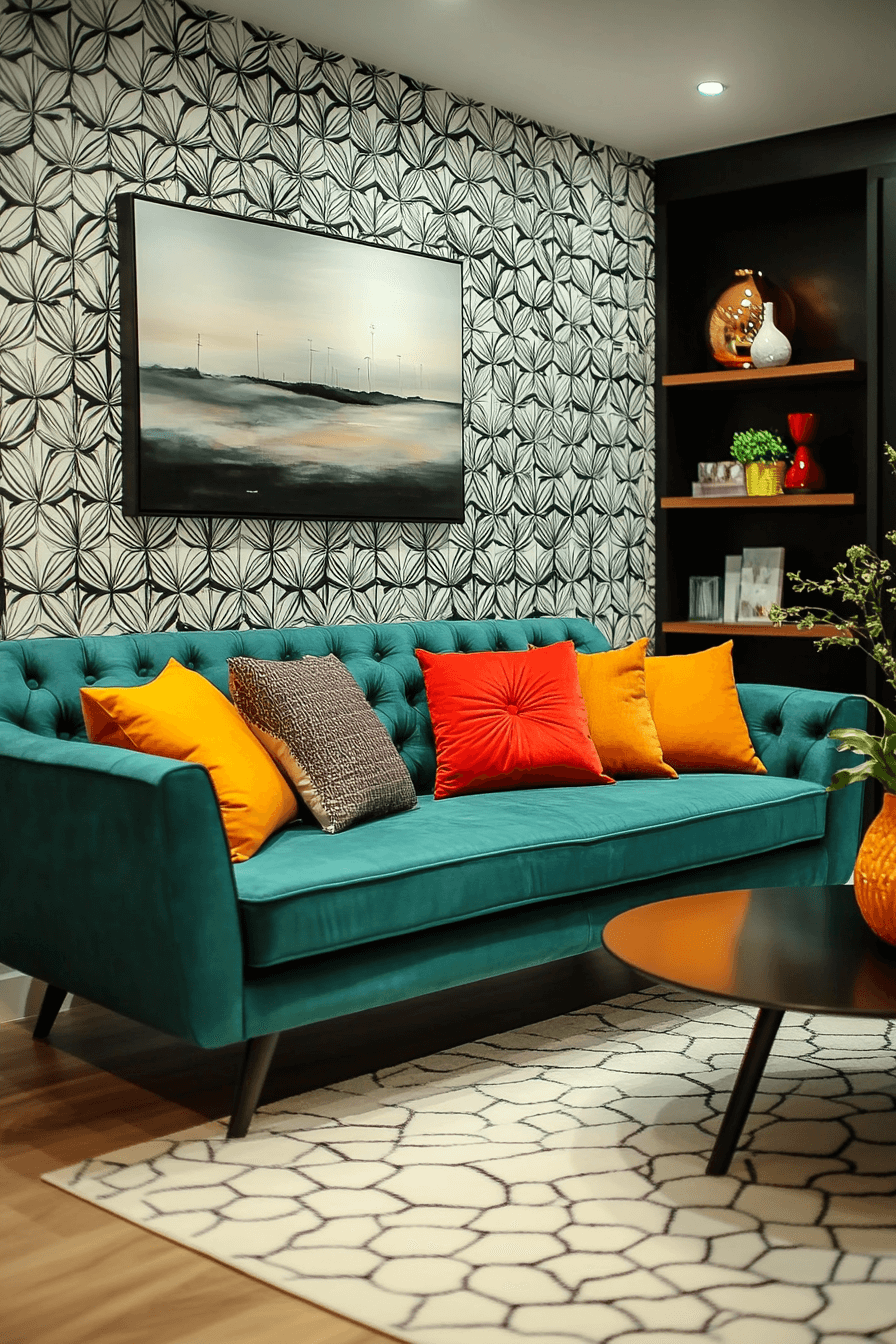 teal couch living room