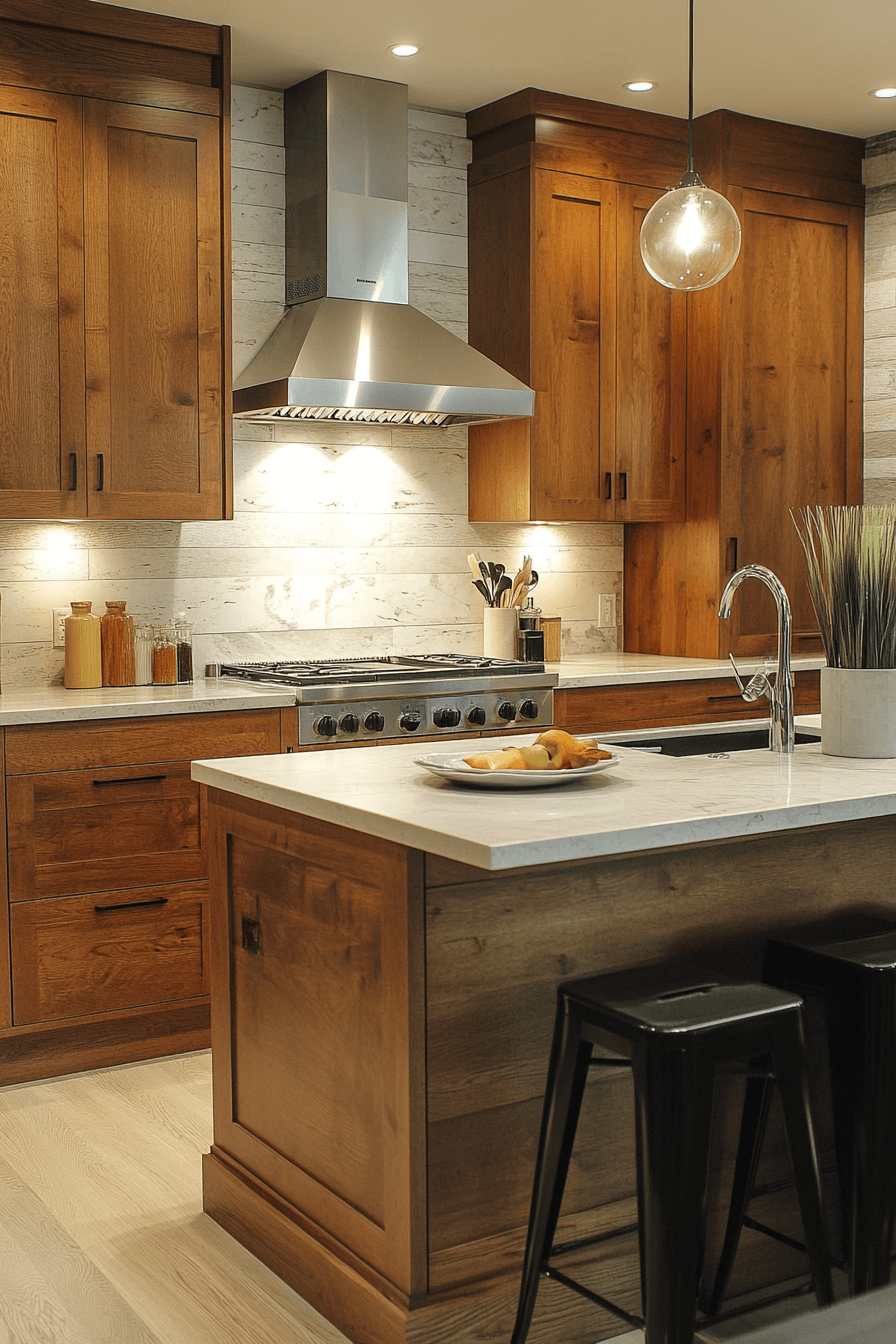 warm wood kitchen cabinets