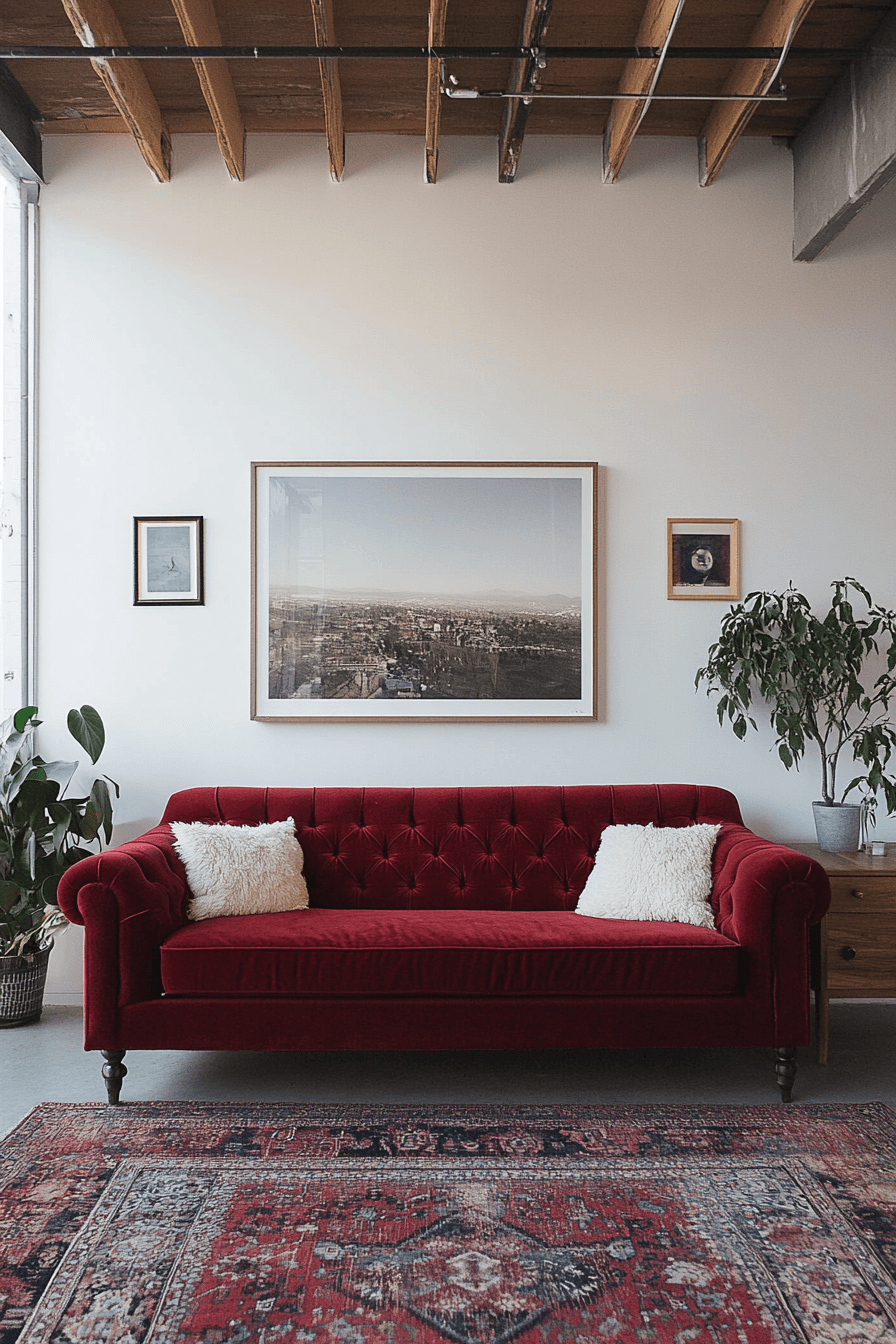 burgundy couch living room