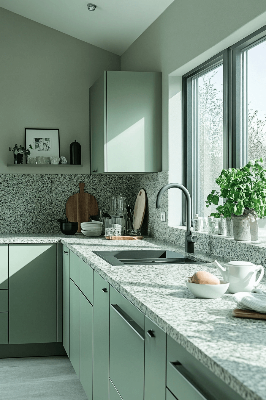 mint green kitchen cabinets