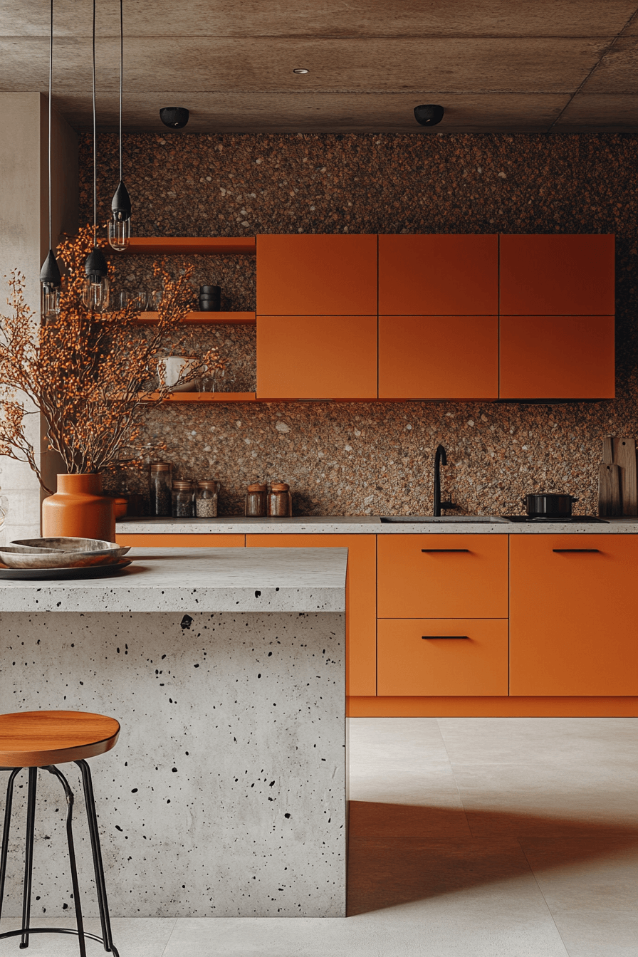 orange kitchen cabinets