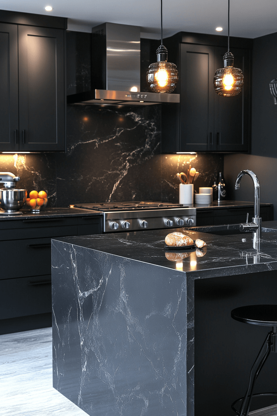 black marble countertops